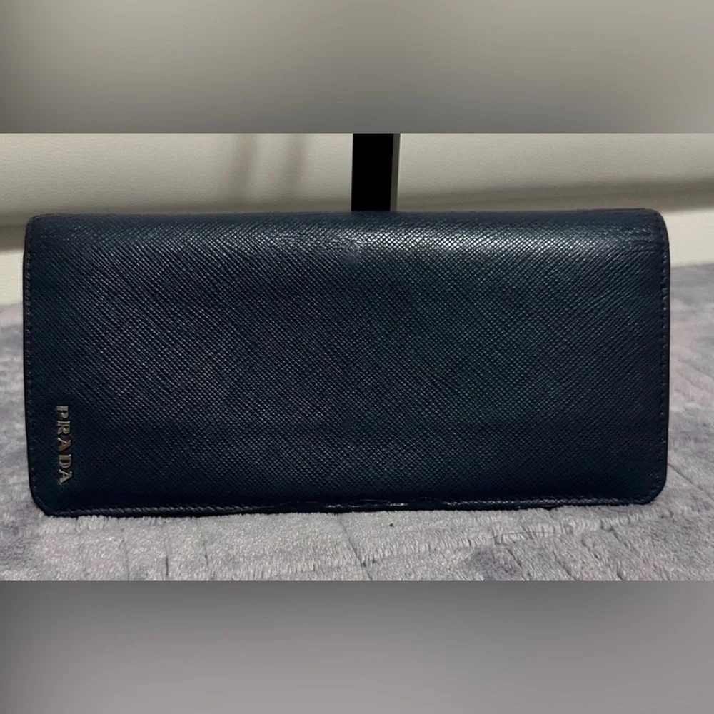 Prada Midnight Blue Leather Bifold Wallet